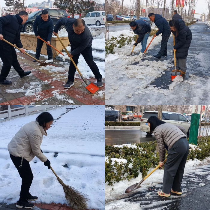 縣委老干部局黨員干部發(fā)揮先鋒模范作用，掃雪除冰護(hù)安全
