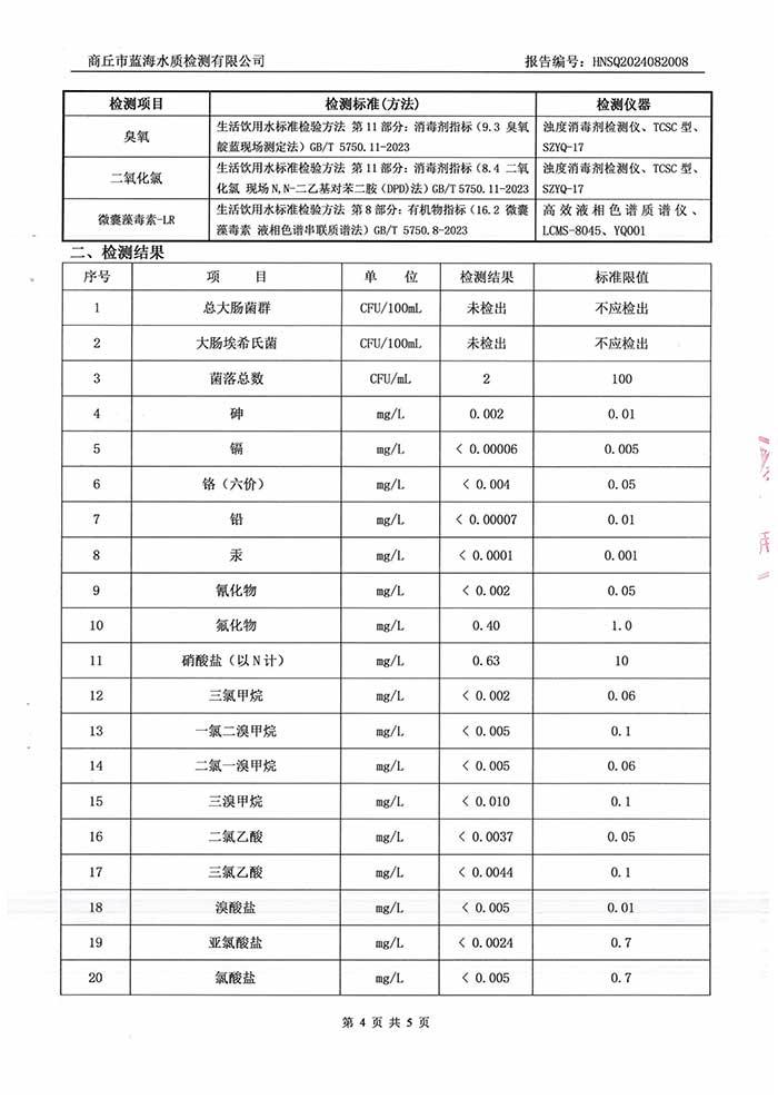 關(guān)于民權(quán)縣水務(wù)公司2024年8月水質(zhì)檢測報告的公示 關(guān)于民權(quán)縣水務(wù)公司2024年8月水質(zhì)檢測報告的公示