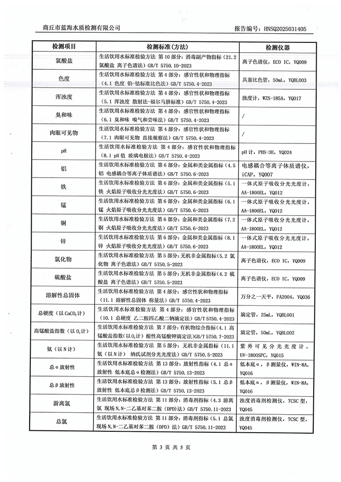 水務(wù)公司三月份水質(zhì)檢測報告 水務(wù)公司三月份水質(zhì)檢測報告